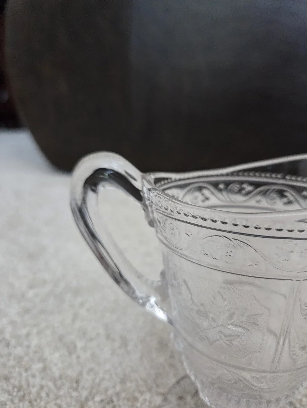 Antique Pressed Glass Pedestal Pitcher - Bryce Brothers Willow Oak